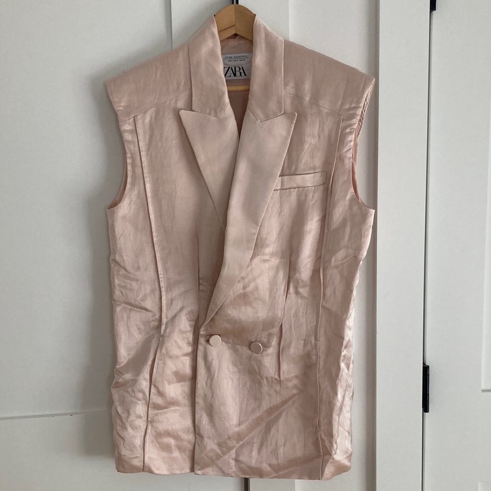 Zara Blush Pink Double-Breasted Vest